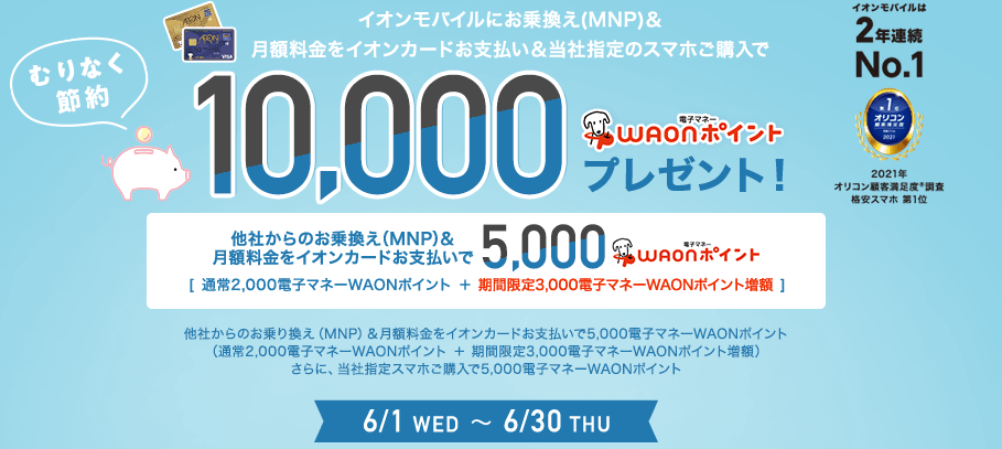 イオンモバイル乗り換えで10 000ポイントwaonポイントプレゼント エントリーパッケージ 紹介コードで最大ポイント 6 30 ずぼらなワーキングマザーのお得生活