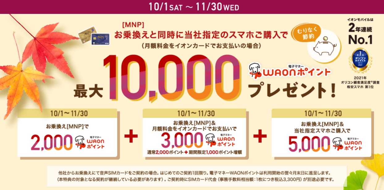 イオンモバイル乗り換えで10 000ポイントwaonポイントプレゼント エントリーパッケージ 紹介コードで最大ポイント 6 30 ずぼらなワーキングマザーのお得生活
